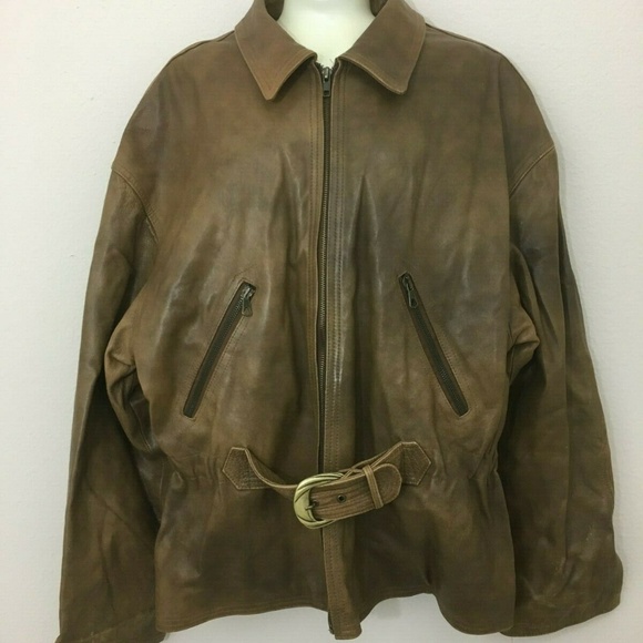 Michelangelo Vera PelleLeather Belted Jacket 48
